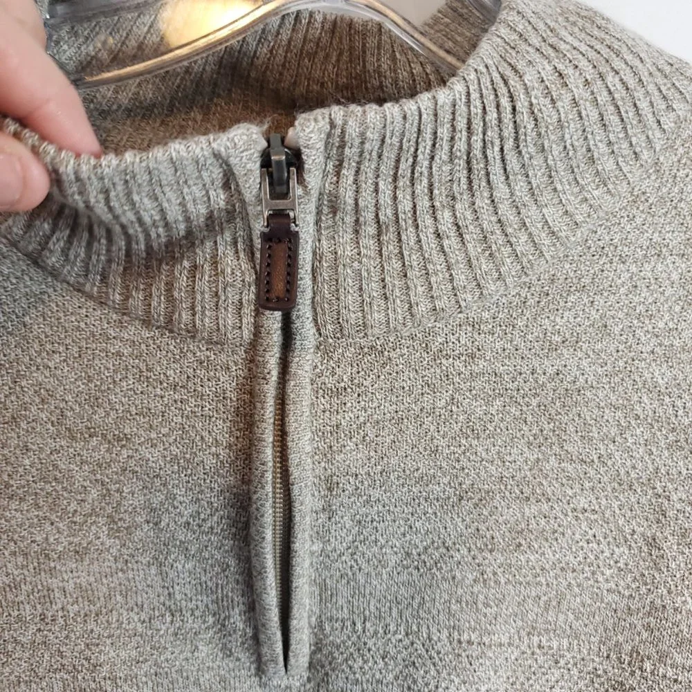 Vintage Dockers Mens Sweater Quarter Zip High Collar Brown Tan Pullover Sz XXL
